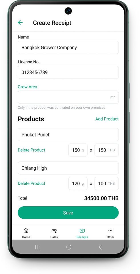 Create Receipt